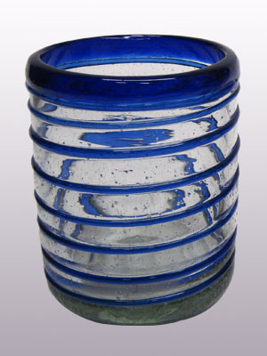 Ofertas / Juego de 6 vasos chicos con espiral azul cobalto / Éste festivo juego de vasos es ideal para tomar leche con galletas o beber limonada en un día caluroso.